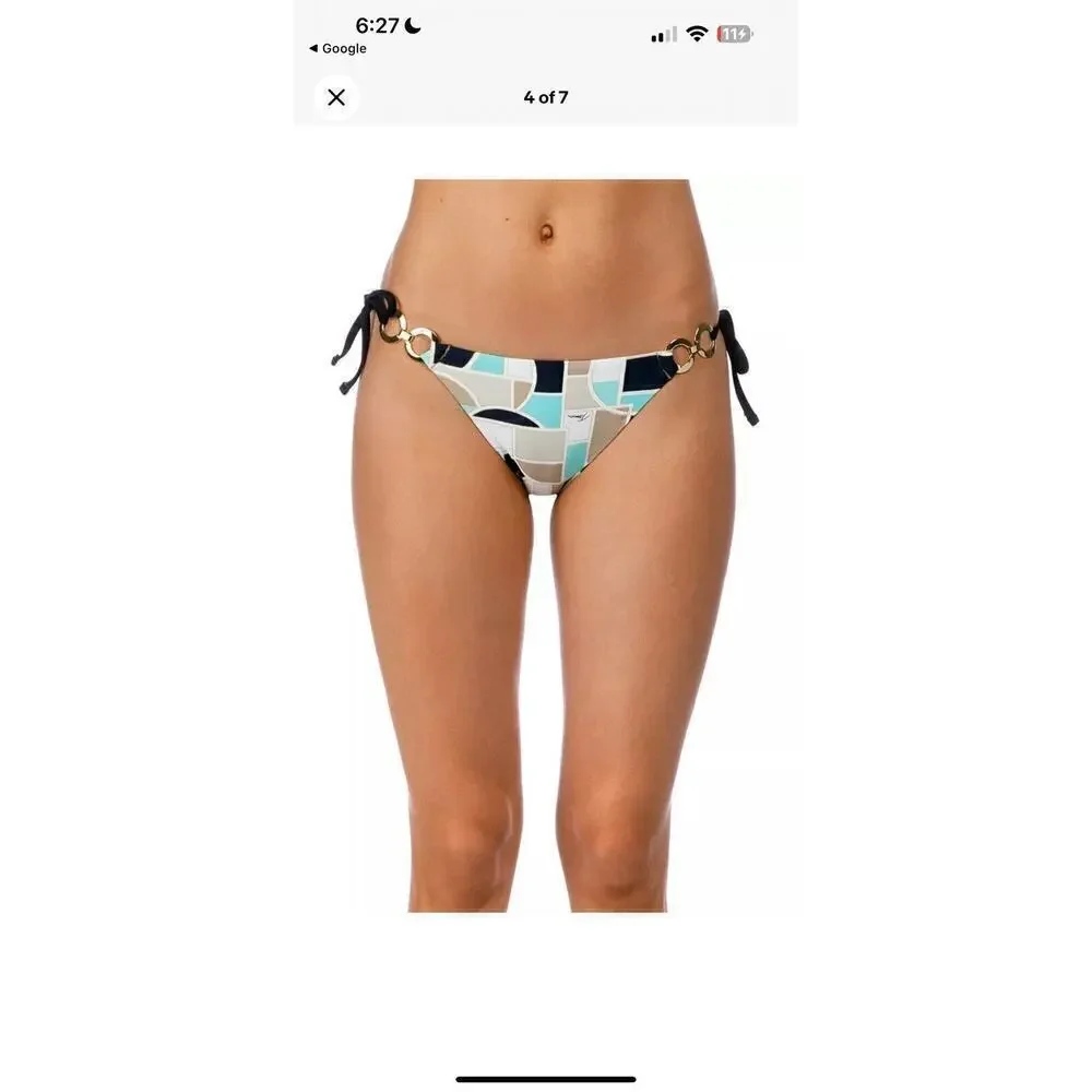 Trina Turk Disco Deco Ring Bralette Top & Tie Bottom Swimsuit Bikini Set